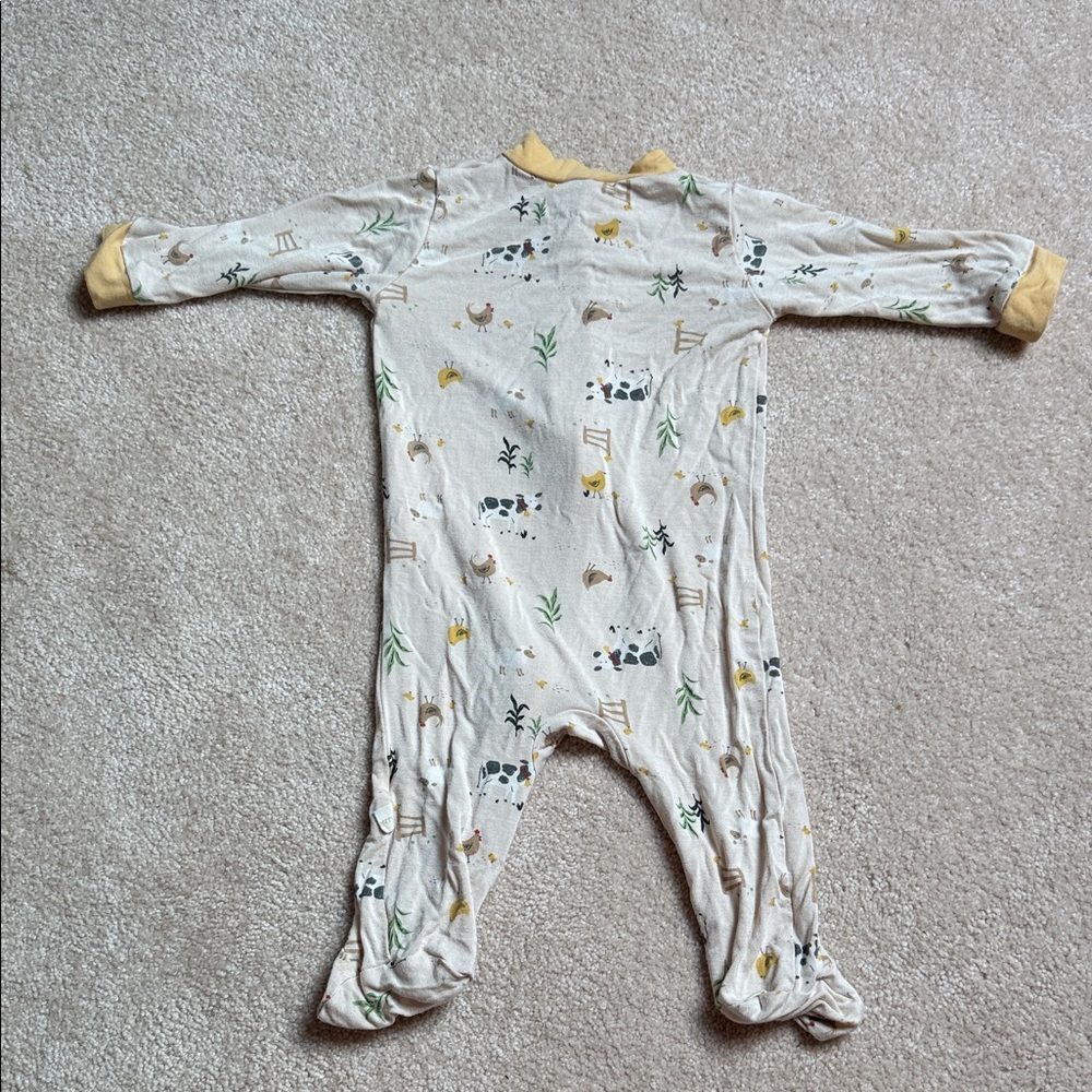 Milk Berry Charming Cream and Yellow Kids Footie with Animal Print - Picture 2 of 6